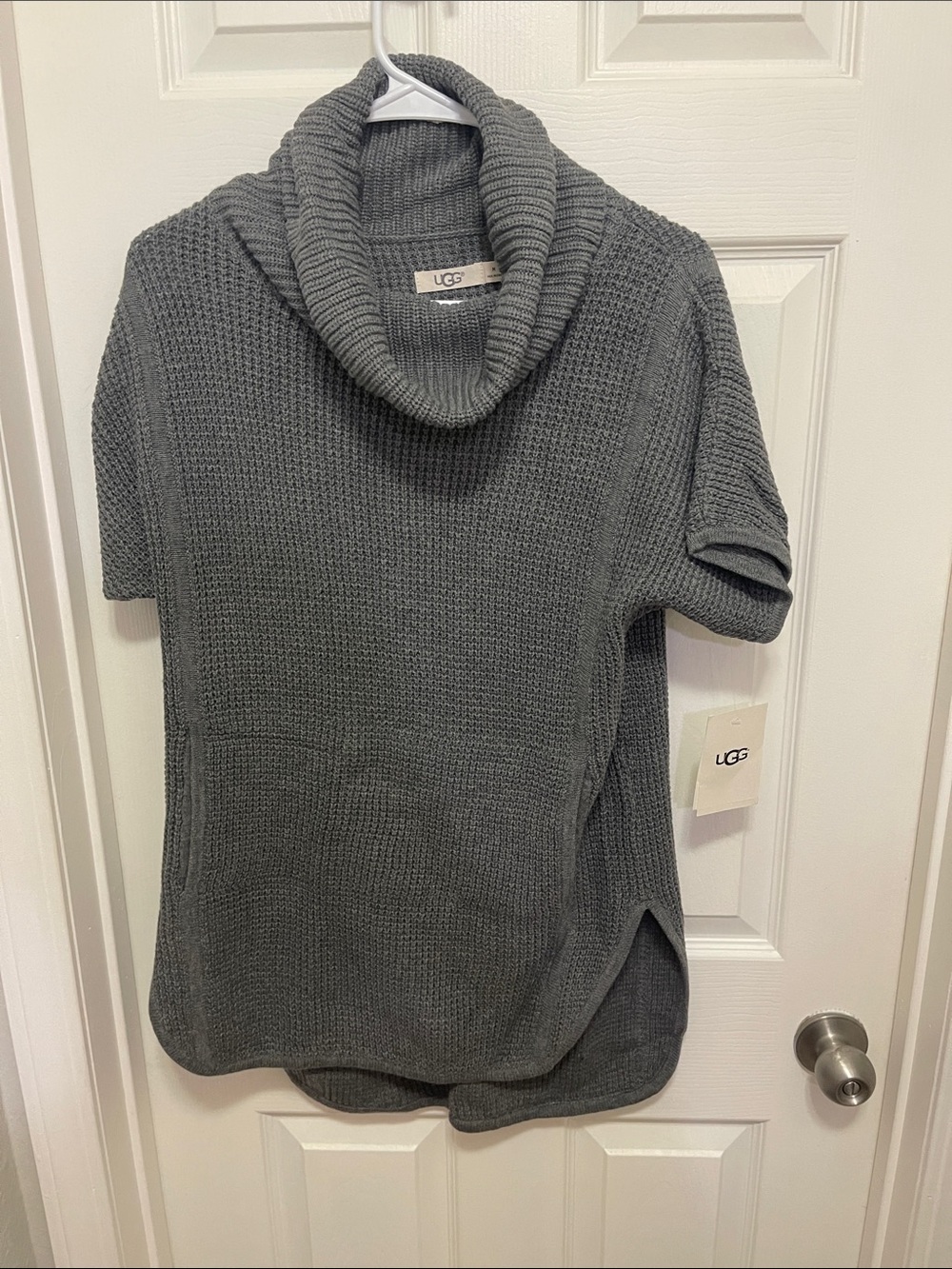 UGG Gray Short-Sleeve Cowl Neck Knit Sweater